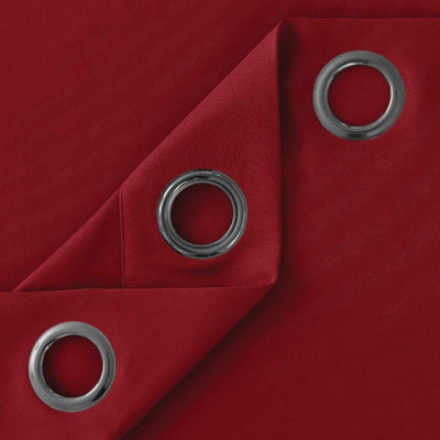 Red Microfiber Blackout Curtains 2 Panels with Eyelets and Tie Backs