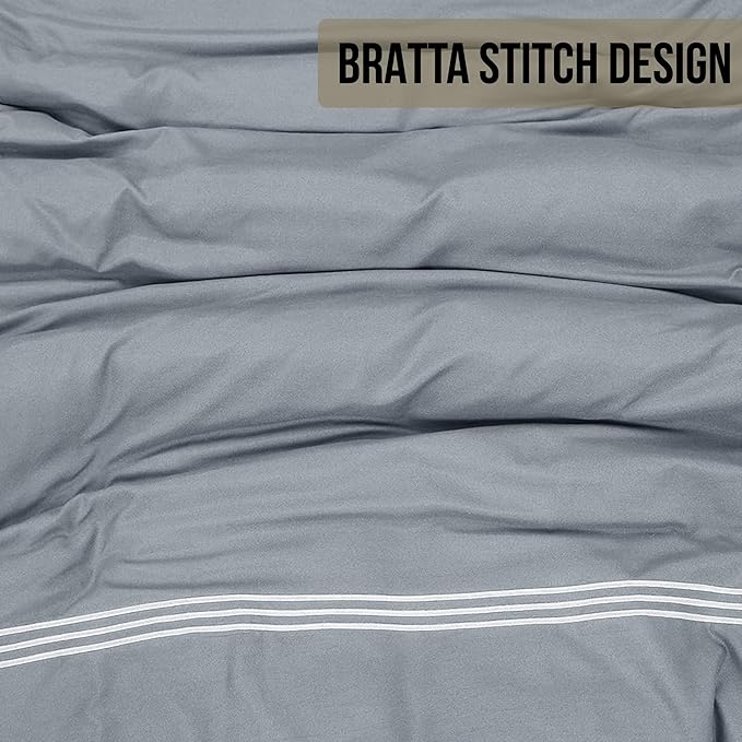 Microfiber Embroidered Bratta Duvet Cover Set Grey 2