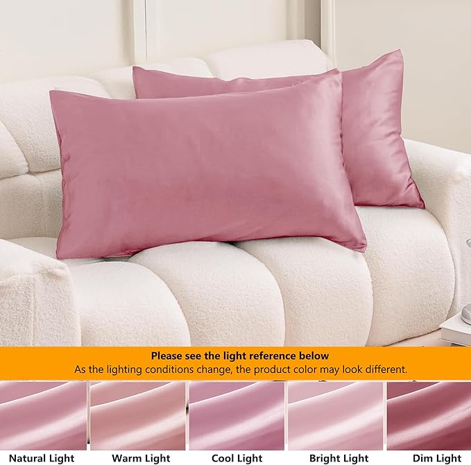 2 Pack Satin Silk Pillowcases – 50x75cm, Soft & Cool