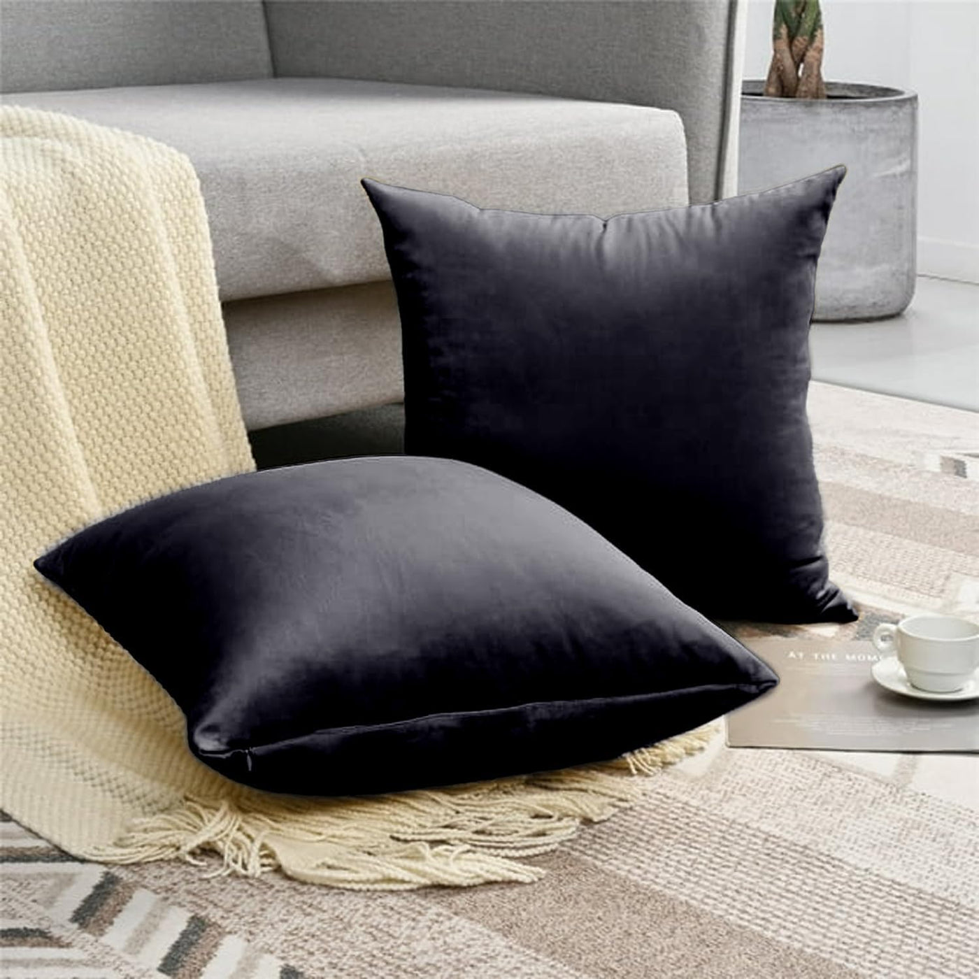 Pack of 2 Velvet Cushion Covers 18x18 inch