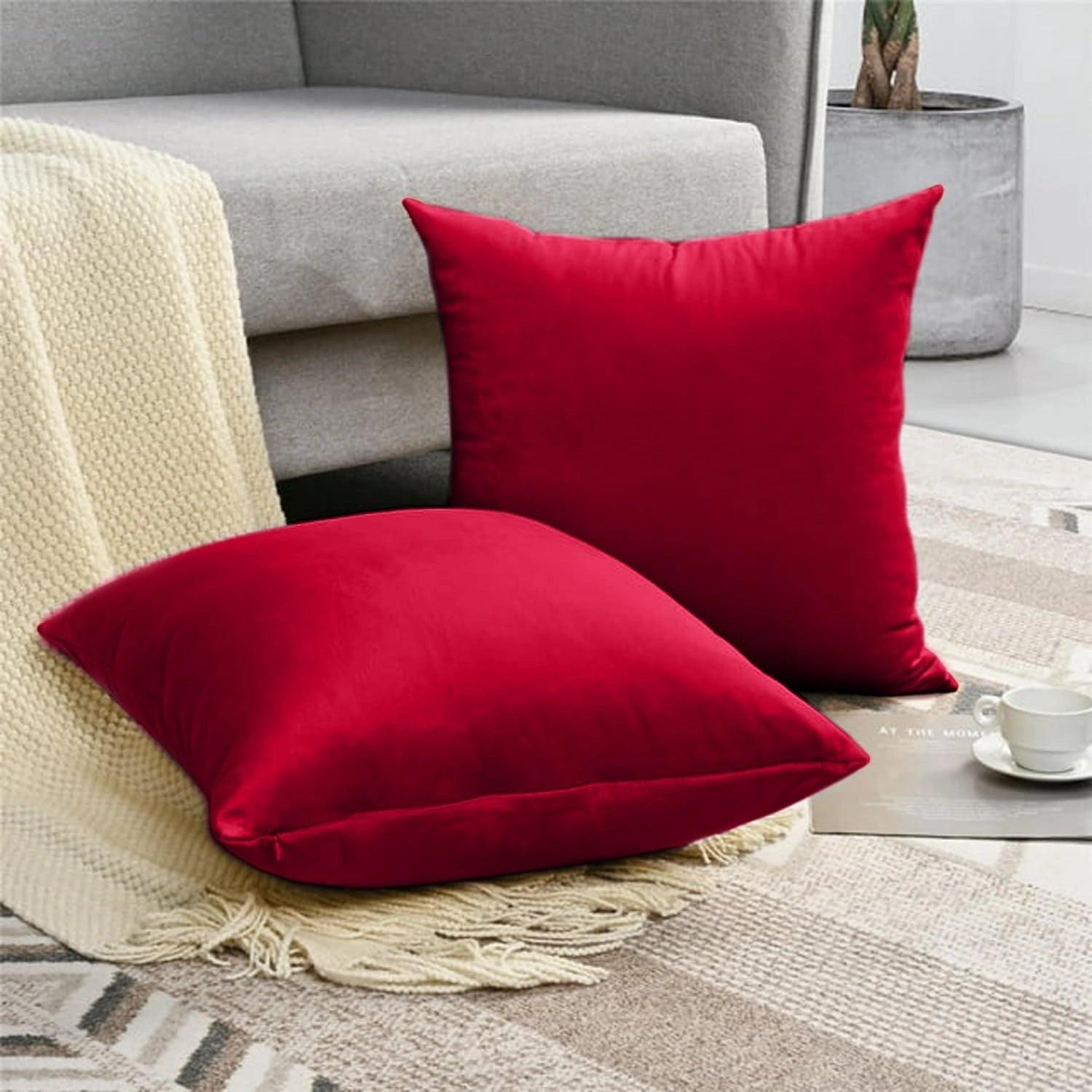 Elegant velvet cushion covers in rich texture and soft finish, perfect for upscale home decor