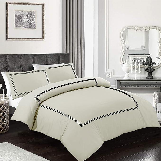 Polycotton Embroidered Bratta Hotel Quality Duvet Cover Set
