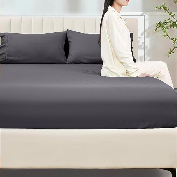Fitted Sheet Cotton Charcoal 3