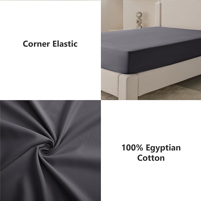 Fitted Sheet Cotton Charcoal 1