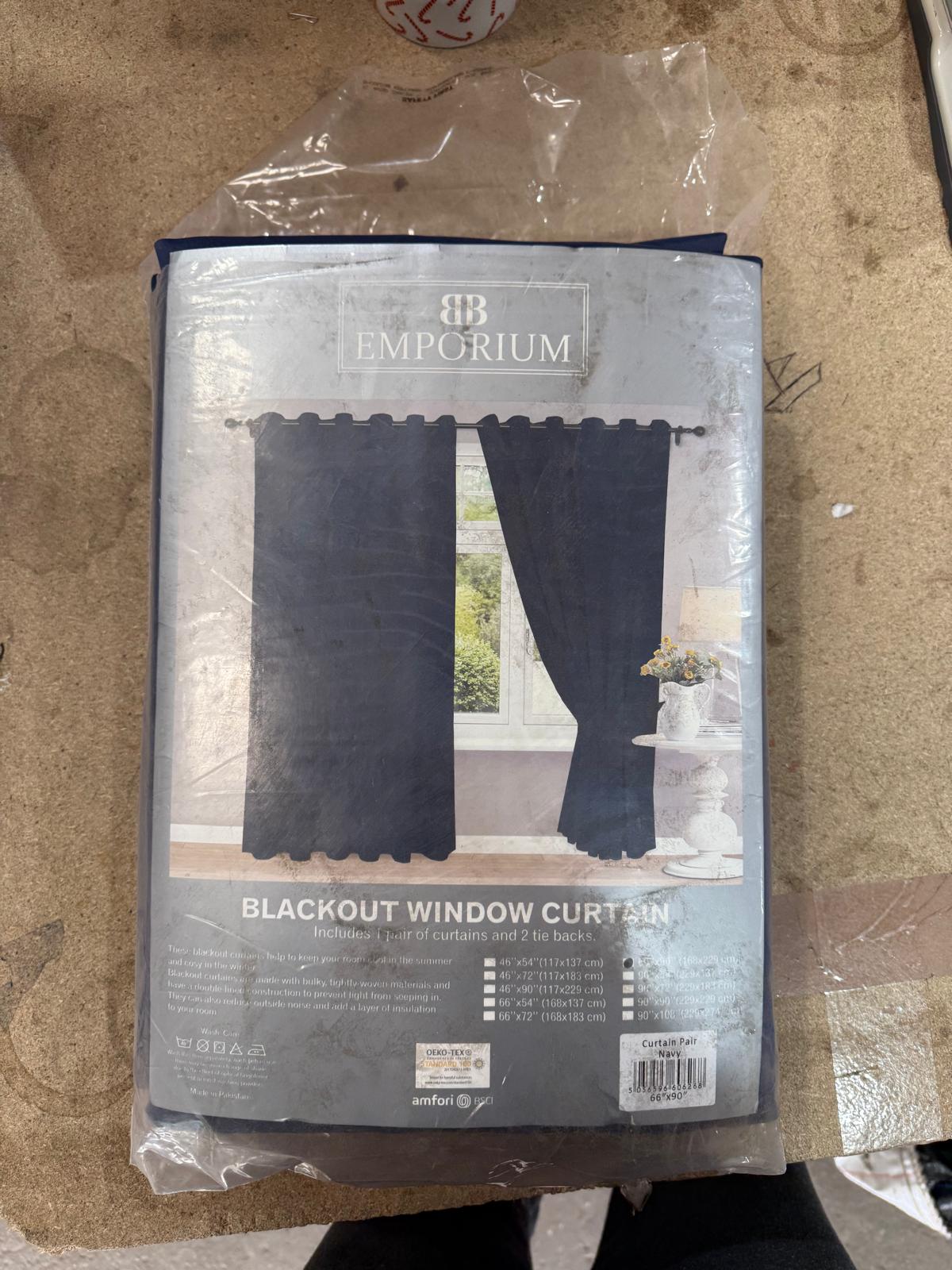 Navy  Microfiber Blackout Curtains – 1 Pair with Tie Backs (66"x90")