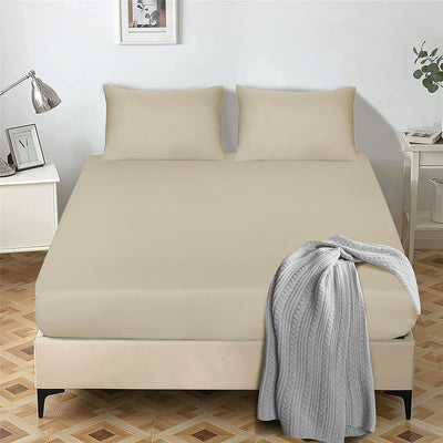 25cm Microfiber Fitted Sheet - Non Iron Wrinkle Soft Elastic Fitted Bed Sheets