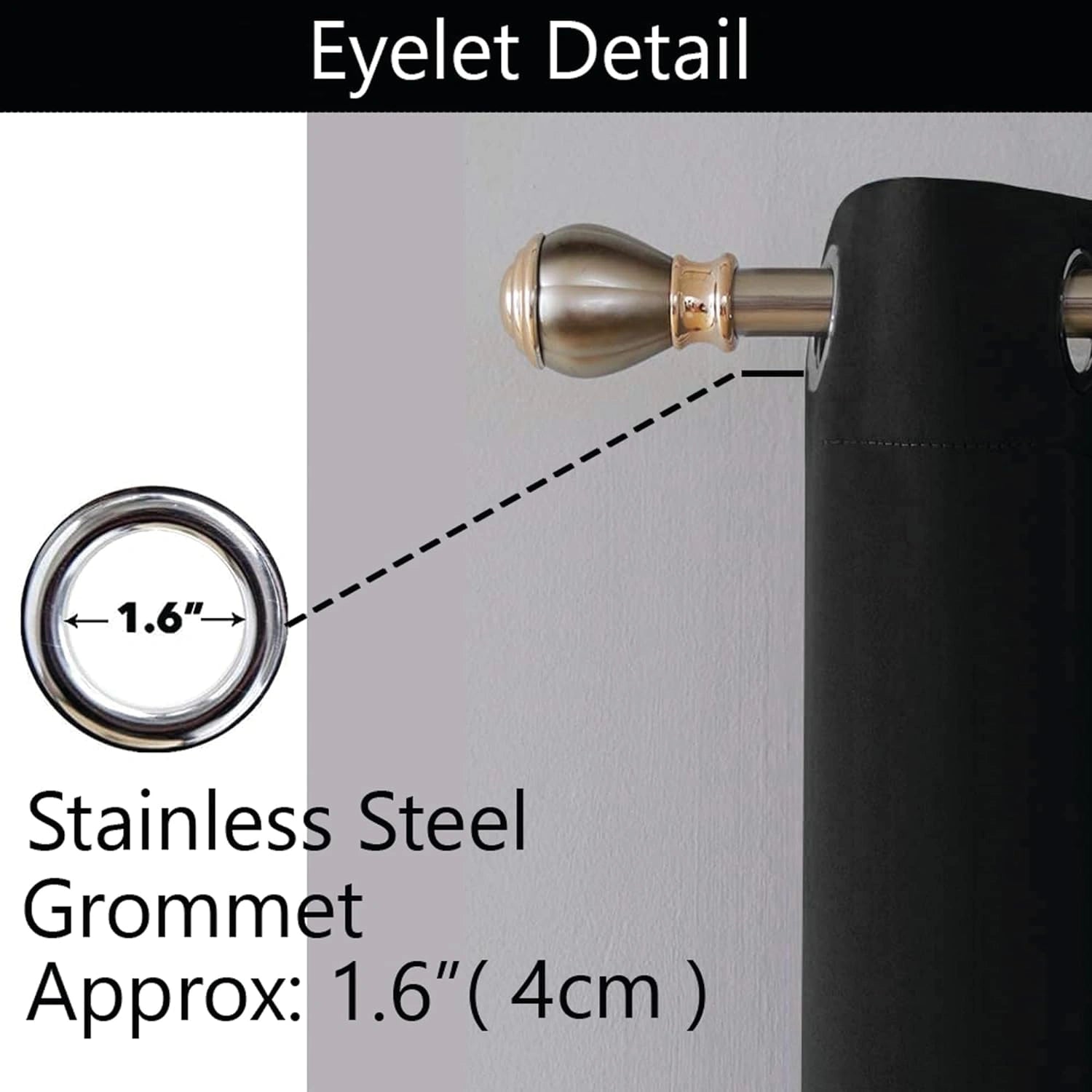  Eyelet top design of black blackout curtains for easy hanging