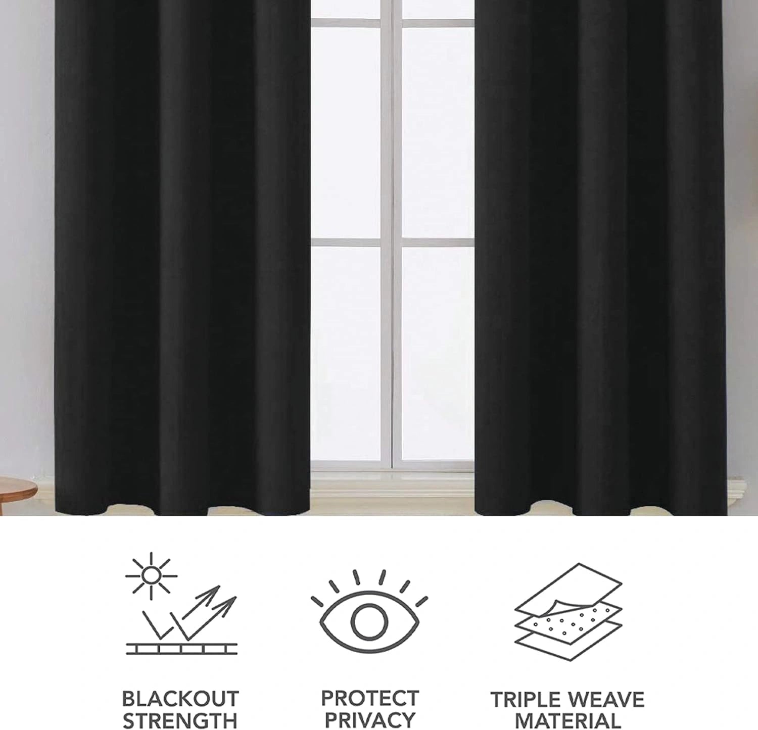  Textured microfiber fabric detail of black blackout curtains