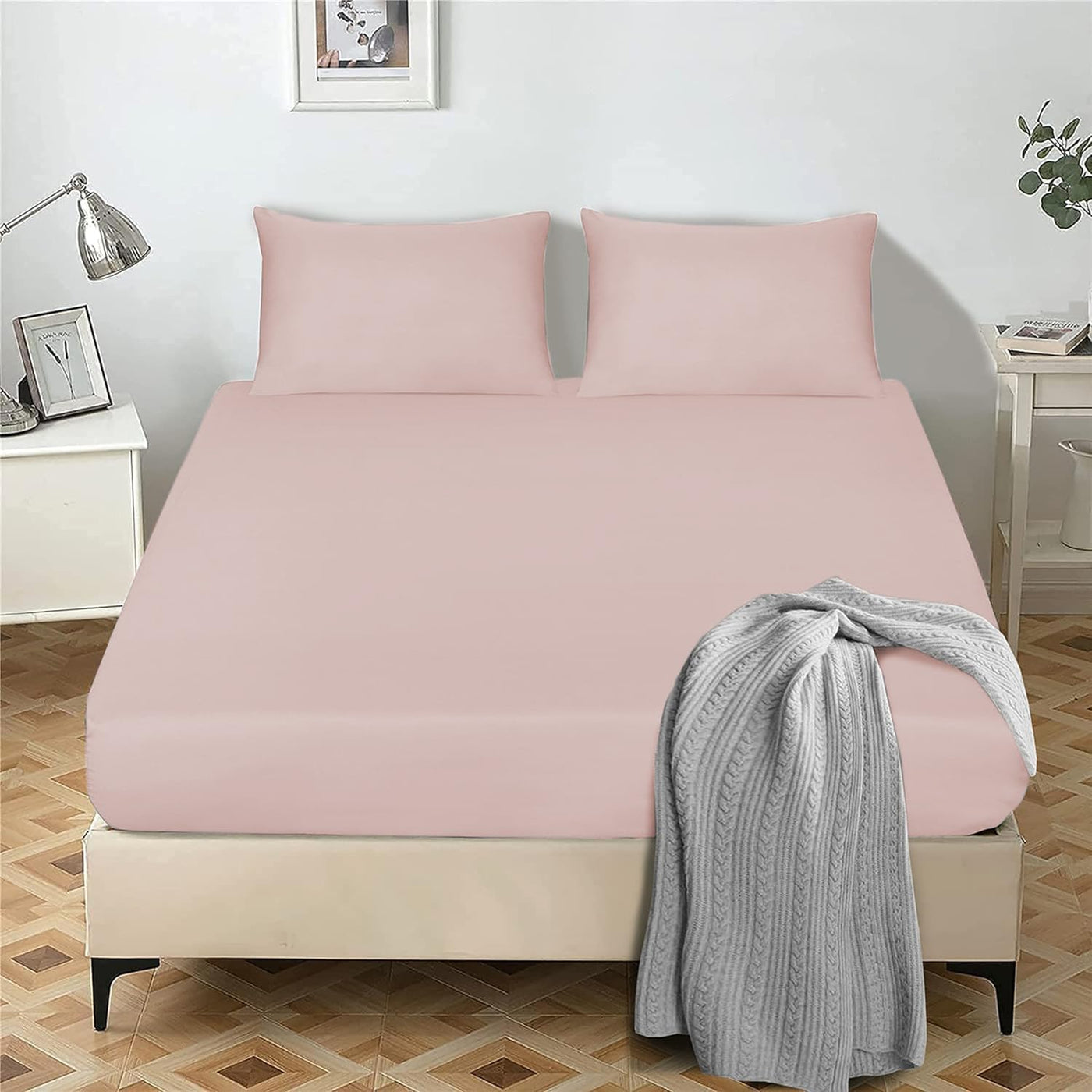 25cm Microfiber Fitted Sheet - Non Iron Wrinkle Soft Elastic Fitted Bed Sheets