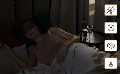 Room showing light-blocking effect of charcoal blackout curtains