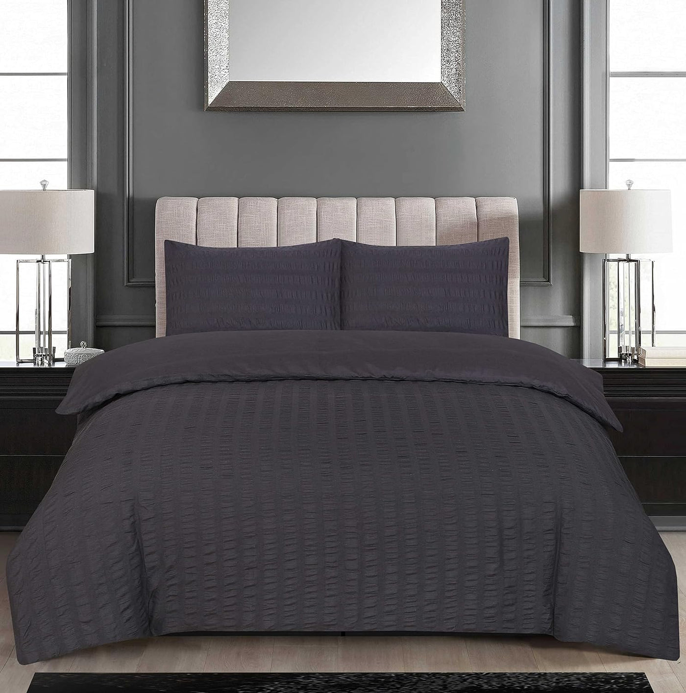 Hotel Quality Polycotton Seersucker Duvet Cover Set