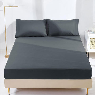 25cm Microfiber Fitted Sheet - Non Iron Wrinkle Soft Elastic Fitted Bed Sheets