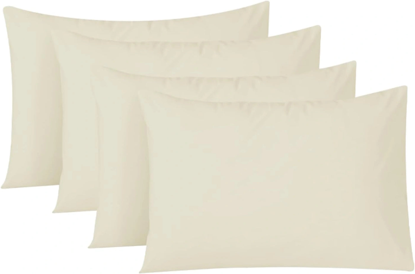 Front view of 4-pack Egyptian cotton pillowcases in white