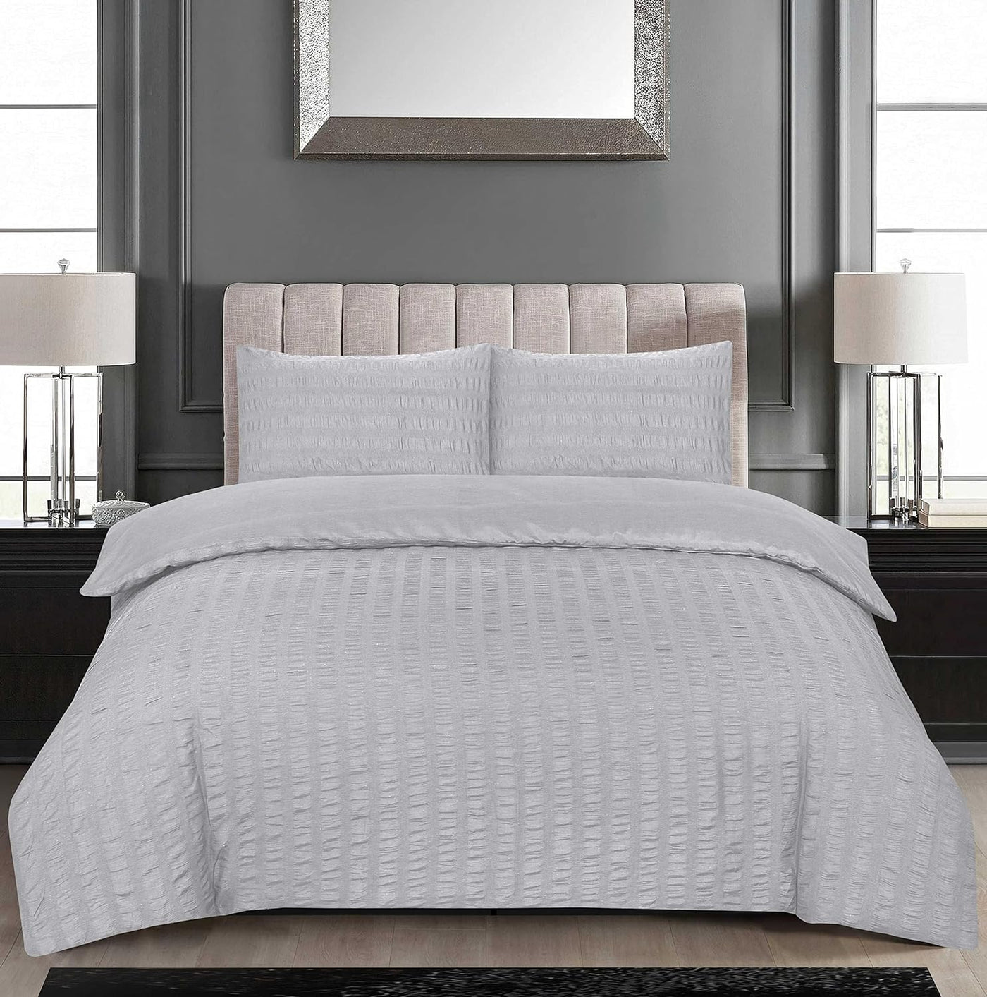 Hotel Quality Polycotton Seersucker Duvet Cover Set