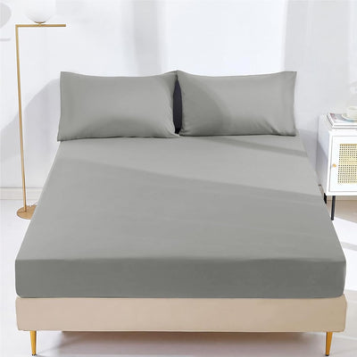 25cm Microfiber Fitted Sheet - Non Iron Wrinkle Soft Elastic Fitted Bed Sheets