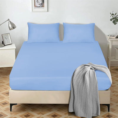 25cm Microfiber Fitted Sheet - Non Iron Wrinkle Soft Elastic Fitted Bed Sheets