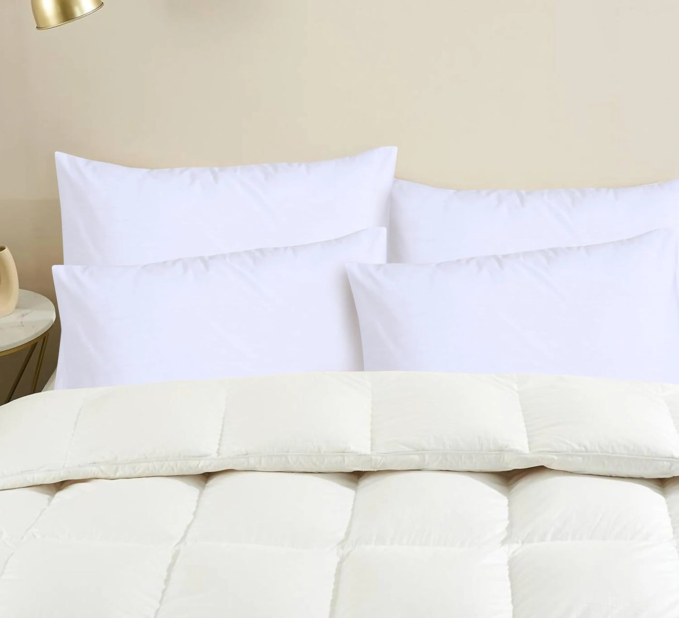 Egyptian cotton pillowcases neatly arranged on a luxury bed
