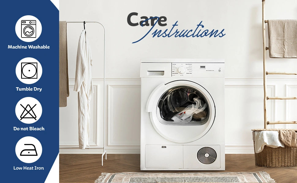  Machine washable care tag on Egyptian cotton pillowcase set