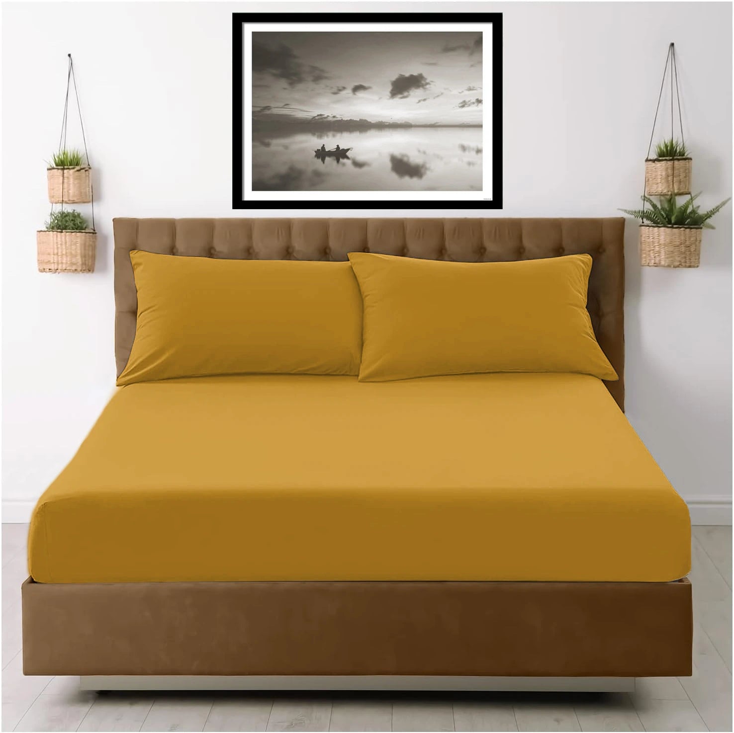 Microfiber fitted sheet neatly styled on a bed
