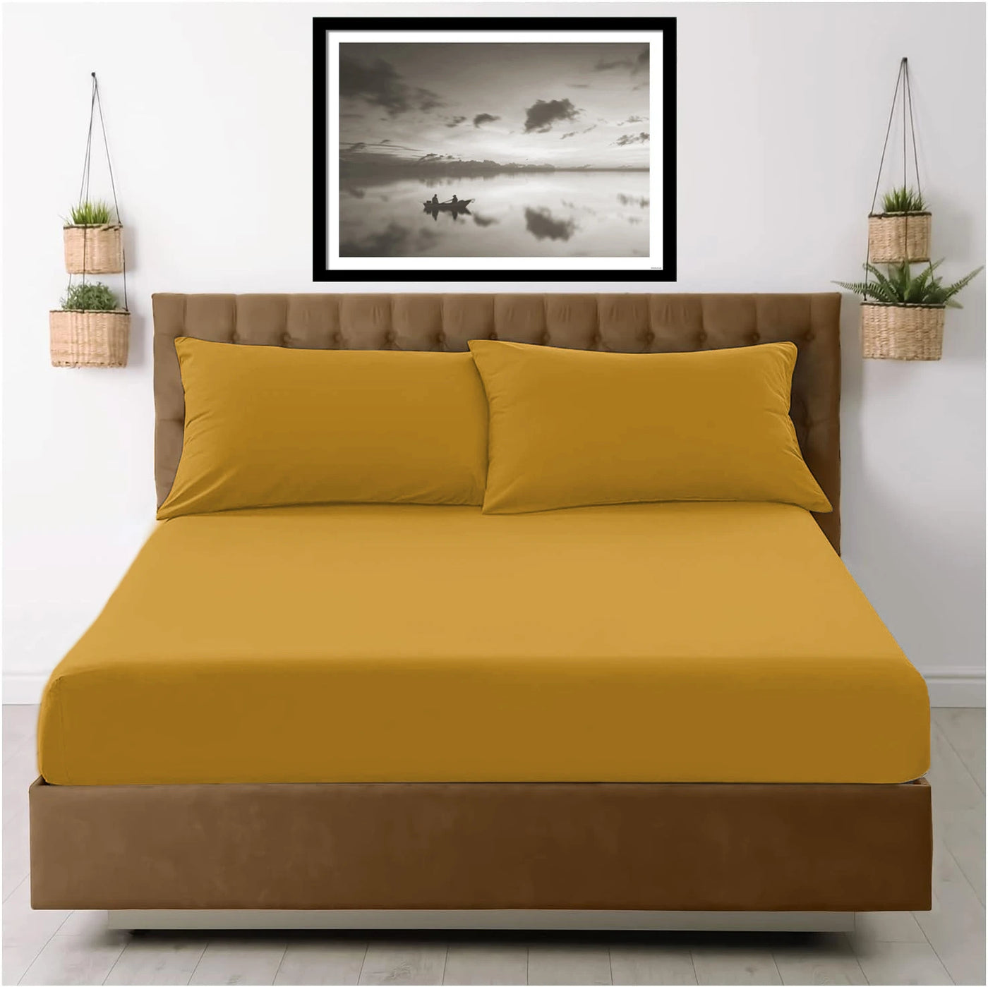 Microfiber fitted sheet neatly styled on a bed