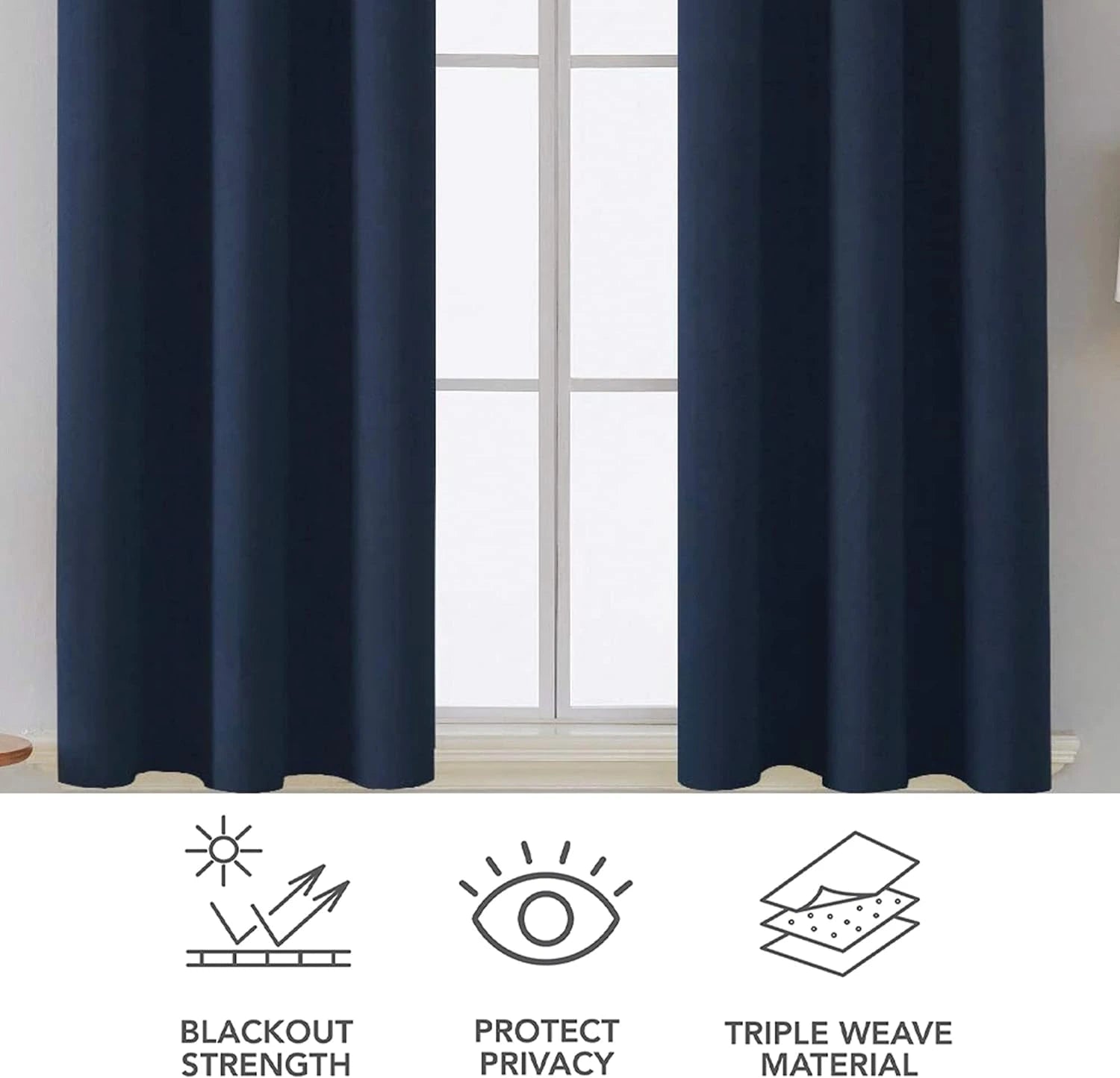  Soft microfiber fabric texture of navy blue blackout curtains