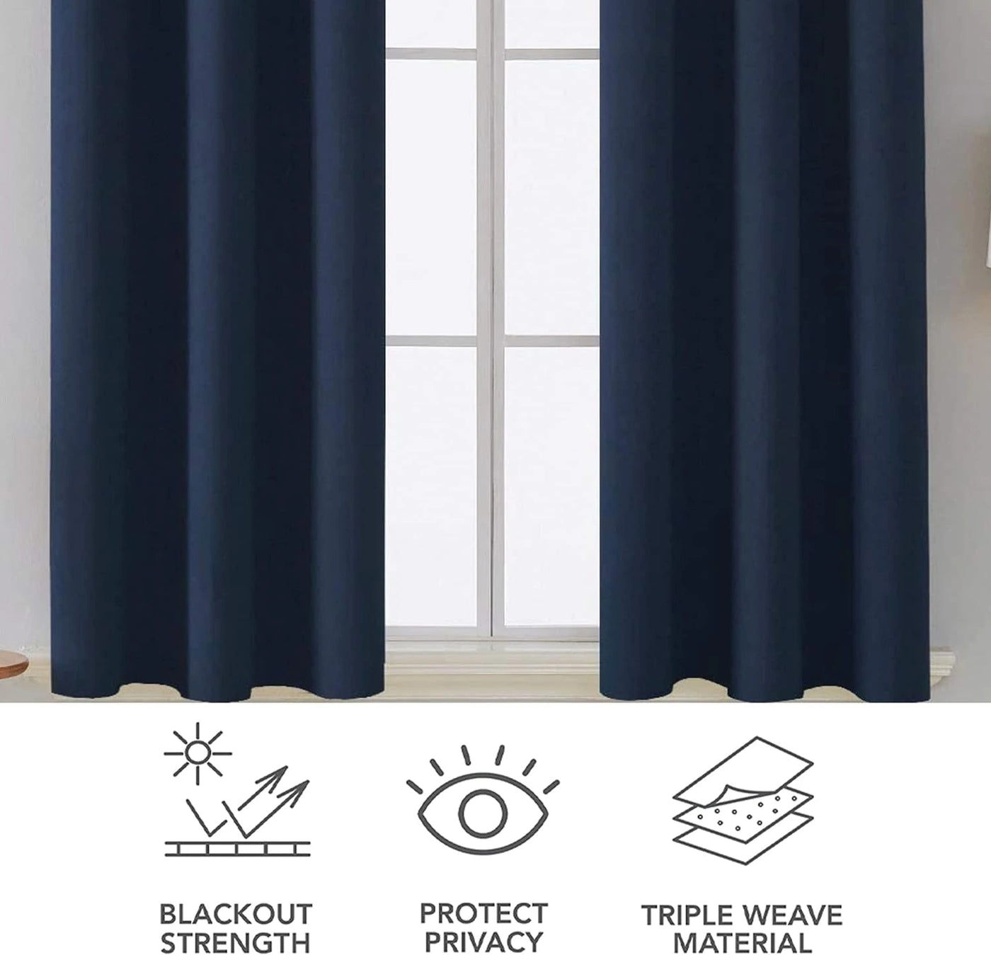 Soft microfiber fabric texture of navy blue blackout curtains