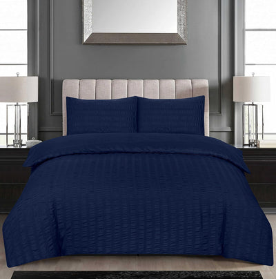 Hotel Quality Polycotton Seersucker Duvet Cover Set