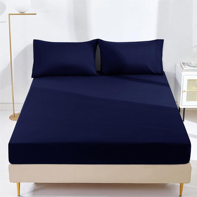 25cm Microfiber Fitted Sheet - Non Iron Wrinkle Soft Elastic Fitted Bed Sheets