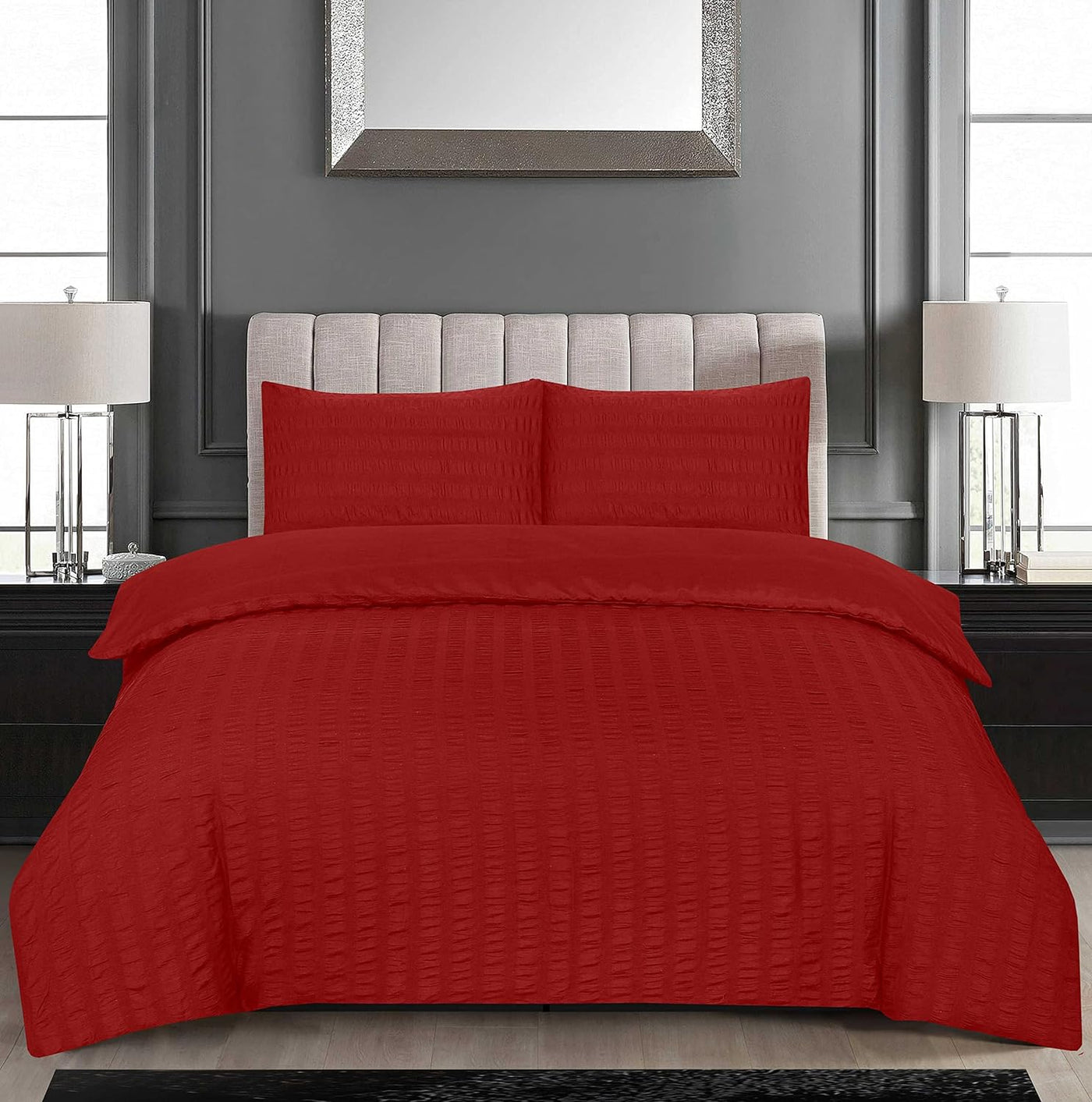 Hotel Quality Polycotton Seersucker Duvet Cover Set