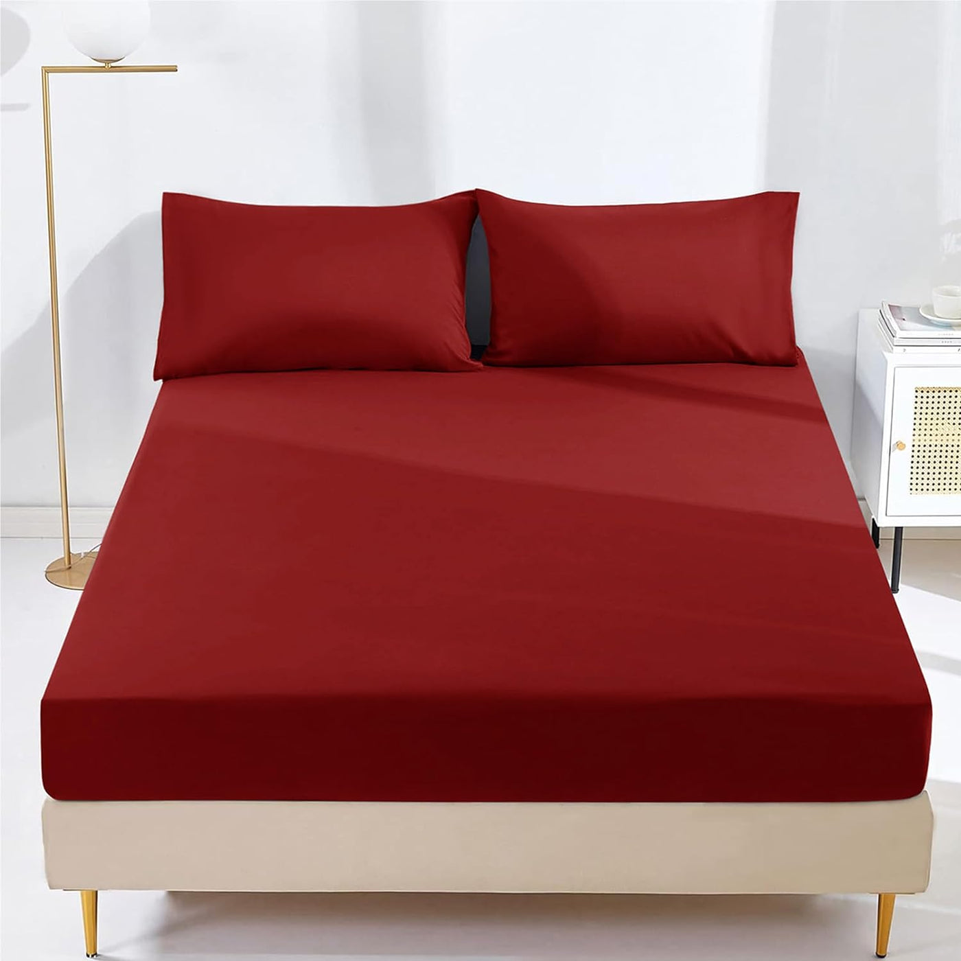 25cm Microfiber Fitted Sheet - Non Iron Wrinkle Soft Elastic Fitted Bed Sheets