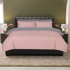 Microfiber Reversible Duvet Cover Set Blush/Grey 
