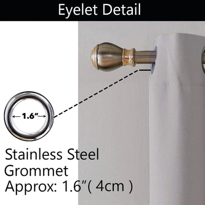  Close-up of durable eyelets on silver blackout curtain panel