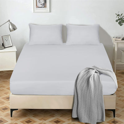 25cm Microfiber Fitted Sheet - Non Iron Wrinkle Soft Elastic Fitted Bed Sheets